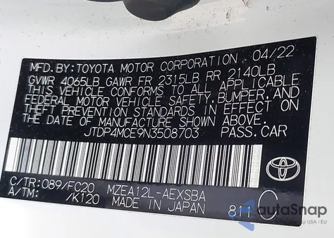 2022 Toyota Corolla Se from USA, damaged, VIN JTDP4MCE9N3508703